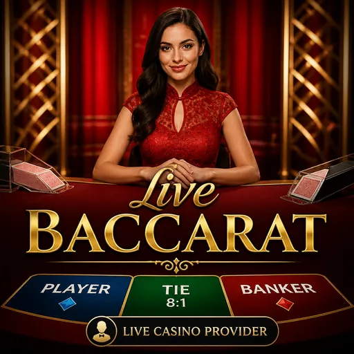 Live Baccarat thumbnail with Player Banker Tie layout
