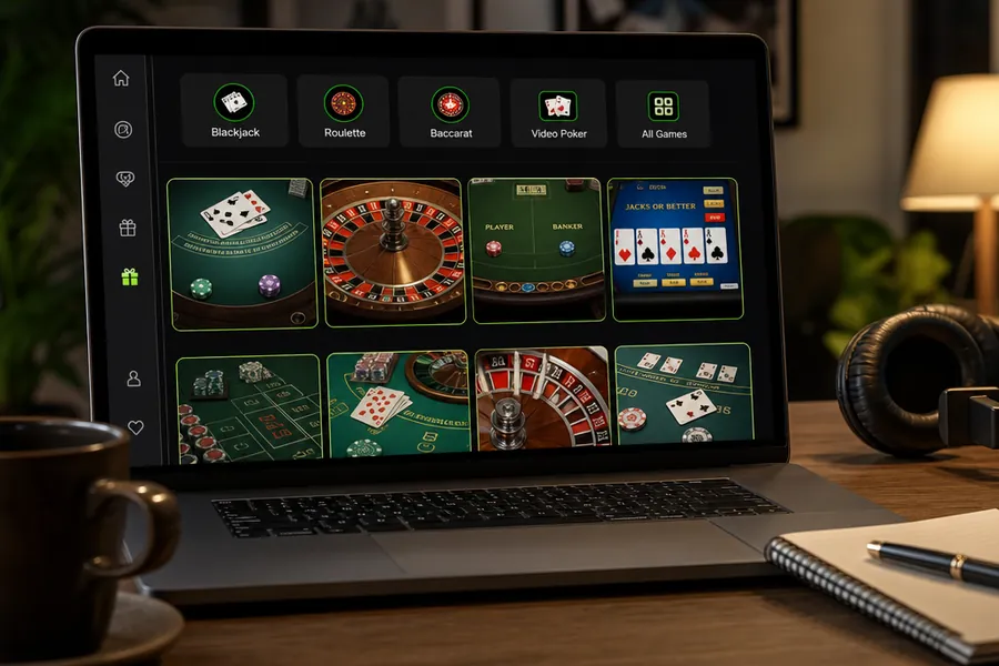 Blackjack roulette baccarat video poker collection